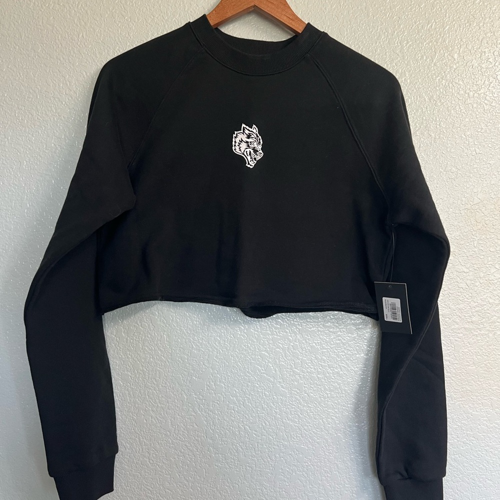 Darc Sport Black and White Cuffed Sleeve Cropped crewneck